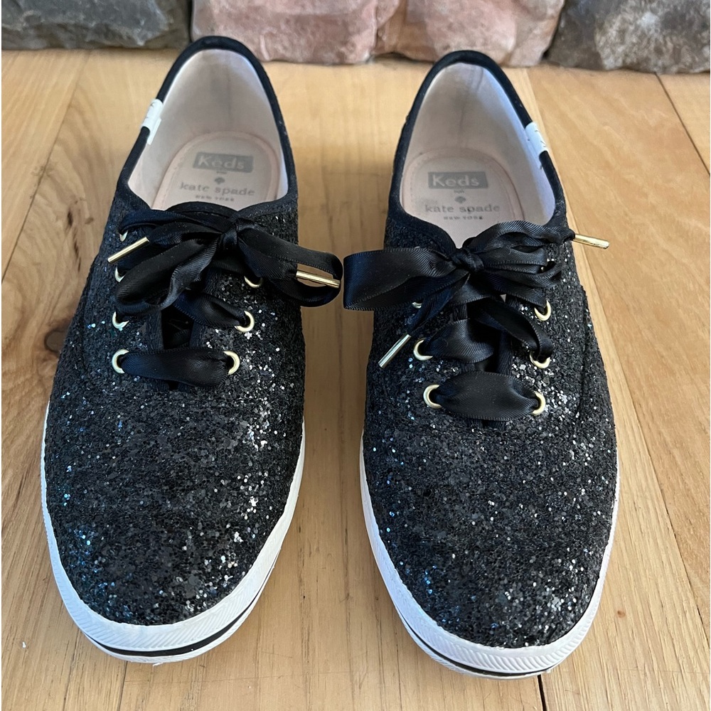 Kate Spade Black Glitter Keds 8M
